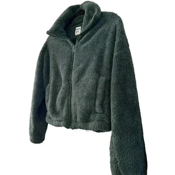 Sunday Best Aritzia Women’s Zip Up Fleece Jacket Cropped Bomber Size S Teddy - Picture 2 of 6